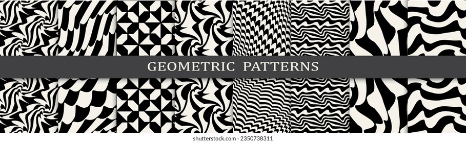 black and white seamless background zebra pattern set