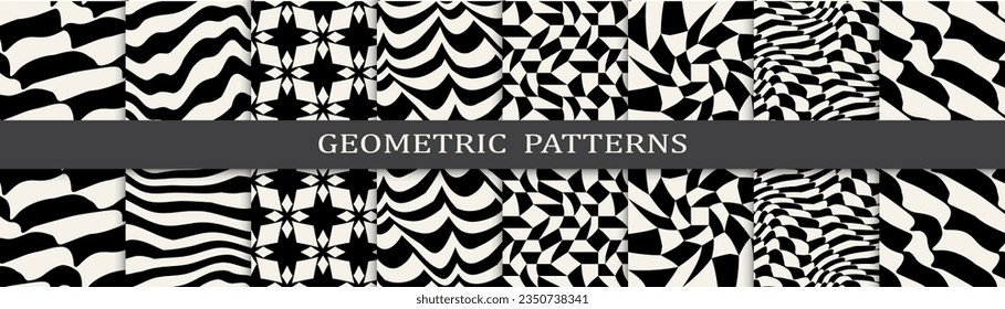 black and white seamless background zebra pattern set