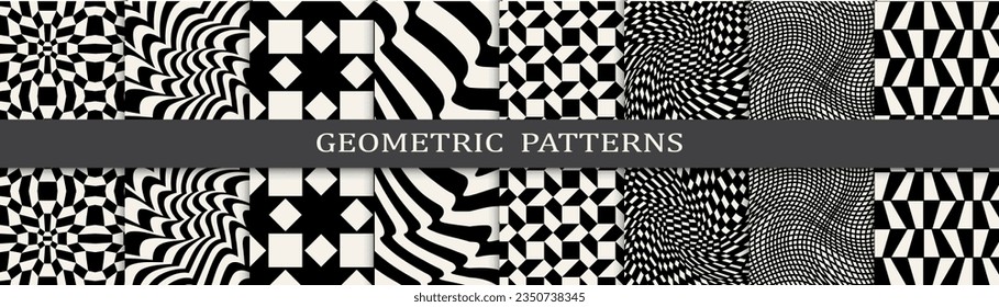 black and white seamless background zebra pattern set