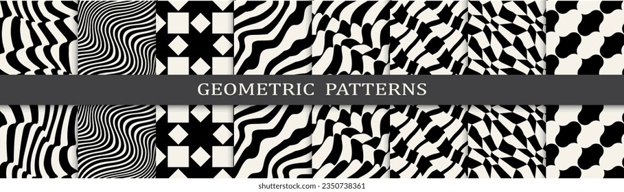 black and white seamless background zebra pattern set