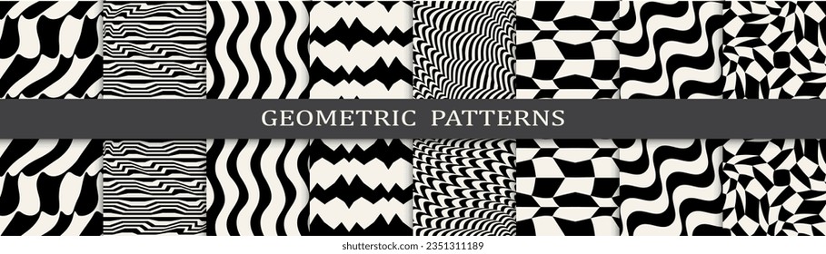 black and white seamless background zebra pattern set