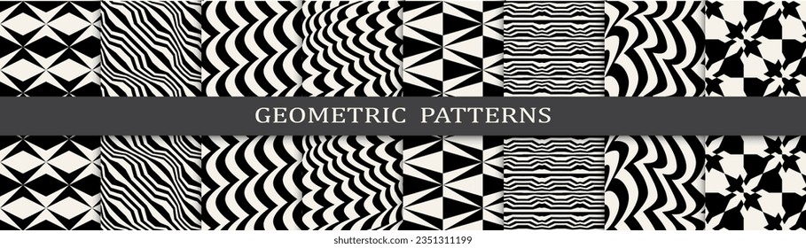 black and white seamless background zebra pattern set