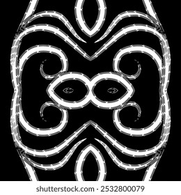 Diseño de fondo de patrón cuadrado de batik dayak sin costuras en blanco y negro
