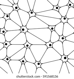 Black and white seamless biology or neuron cells pattern.