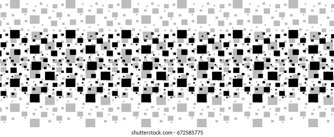 Black and white seamless border with squares