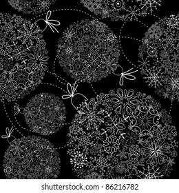 Black and White Seamless Christmas background