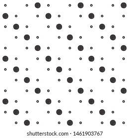 Black and White Seamless circle doodle Lines Pattern. Abstract Freehand Background Design, Vector illustration isolated