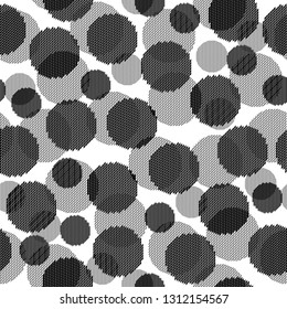 Black and White Seamless Circle dot Pattern background.