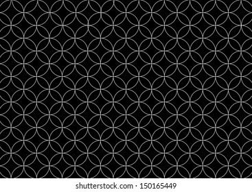 Black and White Seamless Circle Pattern. Vector