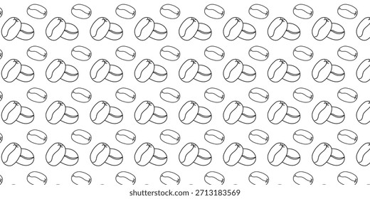 Patrón de grano de café sin costuras en blanco y negro, ideal para la marca de cafetería, embalaje, textil y diseño de Fondo de pantalla.