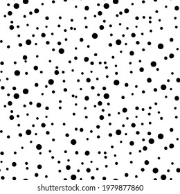 Schwarz-Weiß-Konfetti-Hintergrund. Handgezeichnetes Muster mit gepunktetem Design. Abstrakte Vektorpolka-PunktWallpaper.