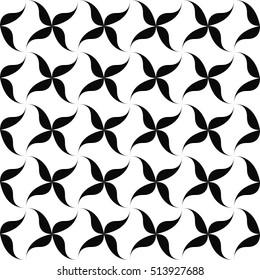 Black and white seamless curved shape pattern background