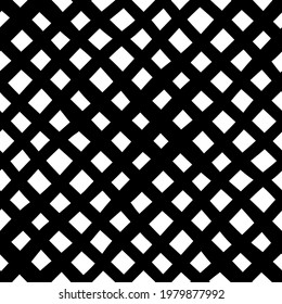 Black and white seamless diagonal plaid background. Hand drawn pattern with diagonal design. Vector abstract plaid wallpaper.