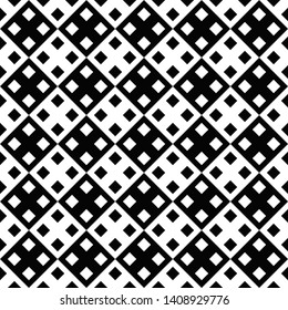 Black and white seamless diagonal square pattern background - monochrome abstract vector graphic design