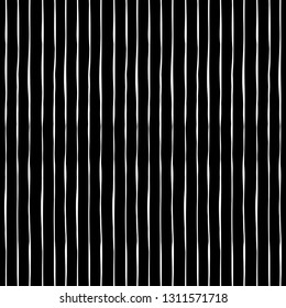 Black and White Seamless doodle Lines Pattern. Abstract Freehand Background Design, Vector illustration