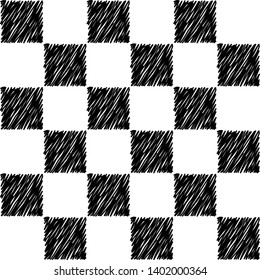 Black and White Seamless doodle Lines Pattern. Abstract Freehand Background Design, Vector illustration