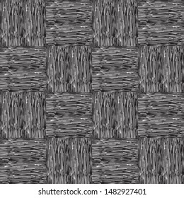 Black and White Seamless doodle Lines Pattern. Abstract Freehand Background Design, Vector illustration isolated