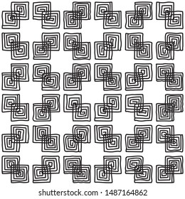 Black and White Seamless doodle Lines Pattern. Abstract Freehand Background Design, Vector illustration isolated