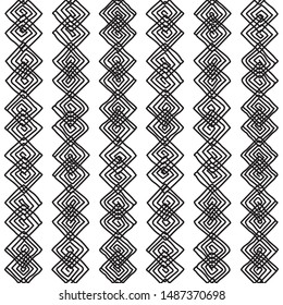 Black and White Seamless doodle Lines Pattern. Abstract Freehand Background Design, Vector illustration isolated