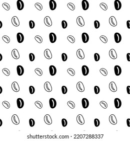 Black and White Seamless endless pattern with coffee beans. Repeat texture. Abstract background