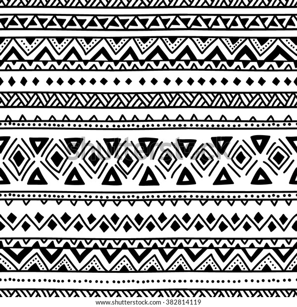 Black White Seamless Ethnic Background Vector Stock Vector (royalty 