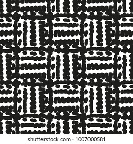 Black and White Seamless Ethnic Pattern. Vintage, Grunge, Abstract Tribal Background for Textile Design, Wallpaper, Surface Textures, Wrapping Paper