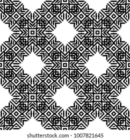 Black and White Seamless Ethnic Pattern. Vintage, Grunge, Abstract Tribal Background for Textile Design, Wallpaper, Surface Textures, Wrapping Paper