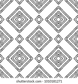 Black and White Seamless Ethnic Pattern. Vintage, Grunge, Abstract Tribal Background for Textile Design, Wallpaper, Surface Textures, Wrapping Paper