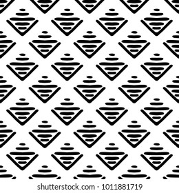 Black and White Seamless Ethnic Pattern. Vintage, Grunge, Abstract Tribal Background for Textile Design, Wallpaper, Surface Textures, Wrapping Paper