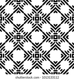 Black and White Seamless Ethnic Pattern. Vintage, Grunge, Abstract Tribal Background for Textile Design, Wallpaper, Surface Textures, Wrapping Paper