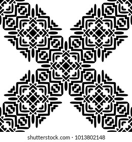 Black and White Seamless Ethnic Pattern. Vintage, Grunge, Abstract Tribal Background for Textile Design, Wallpaper, Surface Textures, Wrapping Paper
