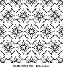 Black and White Seamless Ethnic Pattern. Vintage, Grunge, Abstract Tribal Background for Textile Design, Wallpaper, Surface Textures, Wrapping Paper
