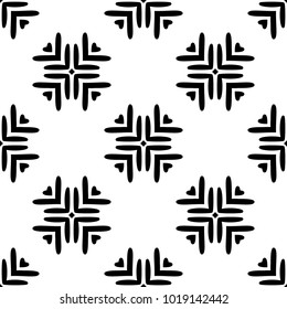 Black and White Seamless Ethnic Pattern. Vintage, Grunge, Abstract Tribal Background for Textile Design, Wallpaper, Surface Textures, Wrapping Paper