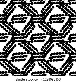 Black and White Seamless Ethnic Pattern. Vintage, Grunge, Abstract Tribal Background for Textile Design, Wallpaper, Surface Textures, Wrapping Paper