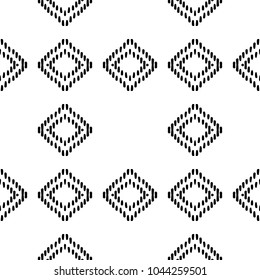 Black and White Seamless Ethnic Pattern. Vintage, Grunge, Abstract Tribal Background for Textile Design, Wallpaper, Surface Textures, Wrapping Paper