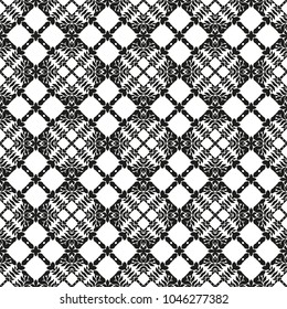 Black and White Seamless Ethnic Pattern. Vintage, Grunge, Abstract Tribal Background for Textile Design, Wallpaper, Surface Textures, Wrapping Paper