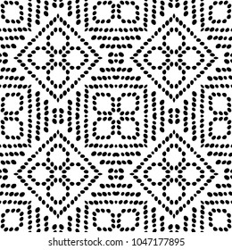 Black and White Seamless Ethnic Pattern. Tribal. Vintage, Grunge, Abstract Tribal Background for Surface Design, Textile, Wallpaper, Surface Textures, Wrapping Paper