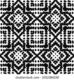 Black and White Seamless Ethnic Pattern. Vintage, Grunge, Abstract Tribal Background for Textile Design, Wallpaper, Surface Textures, Wrapping Paper