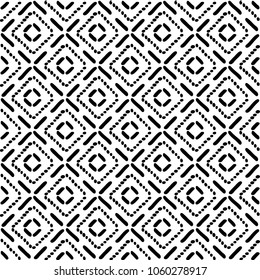 Black and White Seamless Ethnic Pattern. Tribal. Vintage, Grunge, Abstract Tribal Background for Surface Design, Textile, Wallpaper, Surface Textures, Wrapping Paper