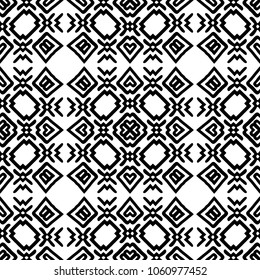 Black and White Seamless Ethnic Pattern. Tribal. Vintage, Grunge, Abstract Tribal Background for Surface Design, Textile, Wallpaper, Surface Textures, Wrapping Paper