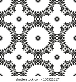 Black and White Seamless Ethnic Pattern. Vintage, Grunge, Abstract Tribal Background for Textile Design, Wallpaper, Surface Textures, Wrapping Paper