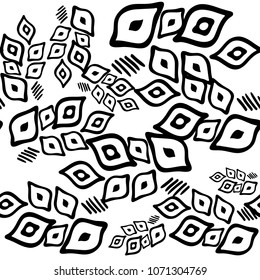Black and White Seamless Ethnic Pattern. Tribal. Vintage, Grunge, Abstract Tribal Background for Surface Design, Textile, Wallpaper, Surface Textures, Wrapping Paper