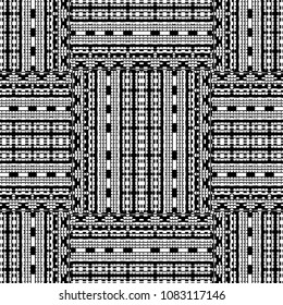 Black and White Seamless Ethnic Pattern. Tribal. Vintage, Grunge, Abstract Tribal Background for Surface Design, Textile, Wallpaper, Surface Textures, Wrapping Paper