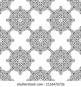 Black and White Seamless Ethnic Pattern. Tribal. Vintage, Grunge, Abstract Tribal Background for Surface Design, Textile, Wallpaper, Surface Textures, Wrapping Paper