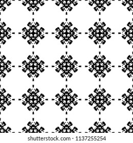 Black and White Seamless Ethnic Pattern. Tribal. Vintage, Grunge, Abstract Tribal Background for Surface Design, Textile, Wallpaper, Surface Textures, Wrapping Paper