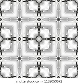 Black and White Seamless Ethnic Pattern. Tribal. Vintage, Grunge, Abstract Tribal Background for Surface Design, Textile, Wallpaper, Surface Textures, Wrapping Paper