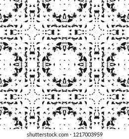 Black and White Seamless Ethnic Pattern. Tribal. Vintage, Grunge, Abstract Tribal Background for Surface Design, Textile, Wallpaper, Surface Textures, Wrapping Paper