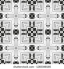 Black and White Seamless Ethnic Pattern. Tribal. Vintage, Grunge, Abstract Tribal Background for Surface Design, Textile, Wallpaper, Surface Textures, Wrapping Paper