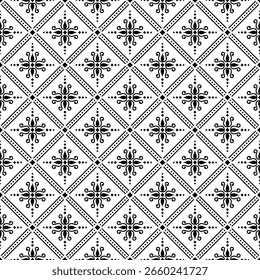 Black and White Seamless Ethnic Pattern. Vintage, Grunge, Abstract Tribal Background for Textile Design, Wallpaper, Surface Textures, Wrapping Paper