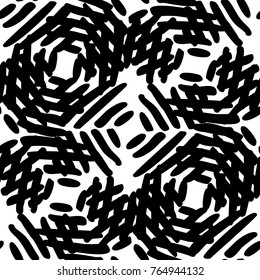 Black and White Seamless Ethnic Pattern. Vintage, Grunge, Abstract Tribal Background for Textile Design, Wallpaper, Surface Textures, Wrapping Paper